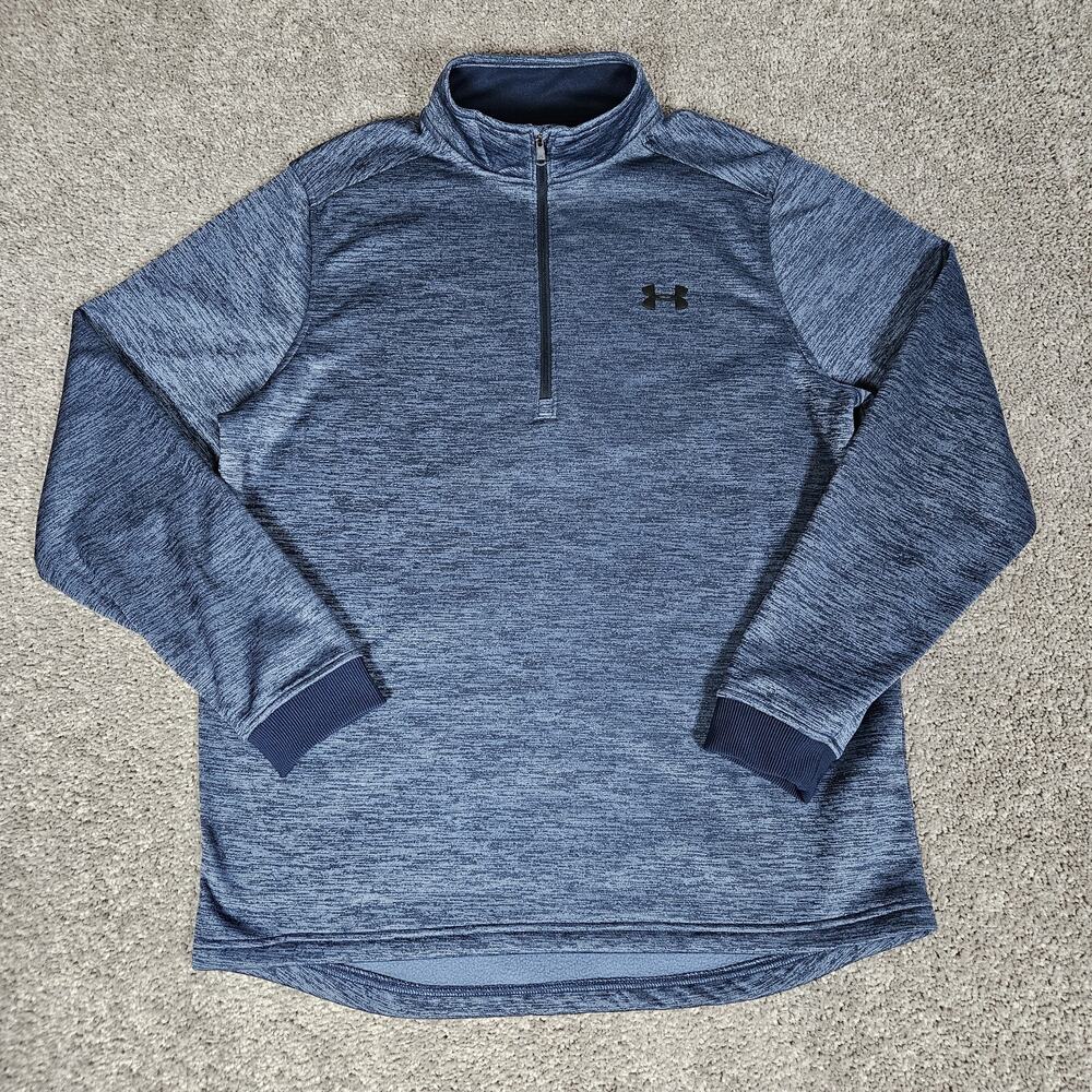 Under Armour Sweatshirt Men's Large Heather Blue 1/4 Zip Outdoors Gorpcore